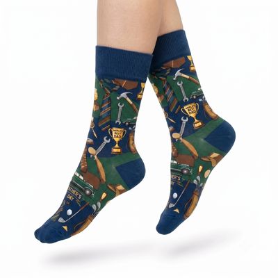 Custom Father's Day Print Socks - Flat Lay